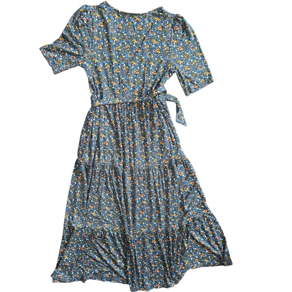 Boden Botanic Meadow Tiered Stretch Jersey Faux Wrap Midi Dress US 6R - Picture 3 of 4
